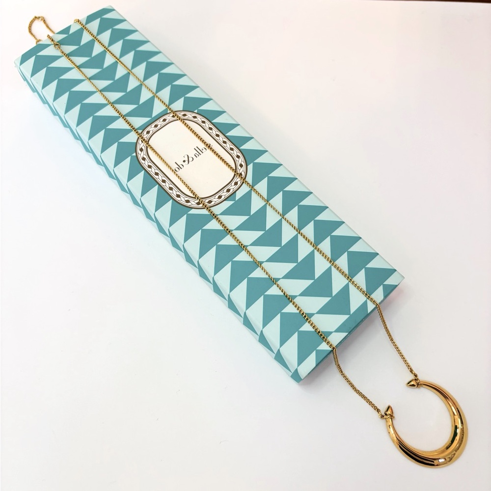 Stella&Dot Gold Double Horn Pendant Necklace